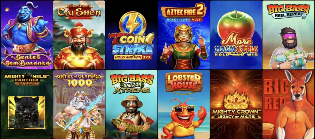 A sample of the pokies library as it appears in the lobby.